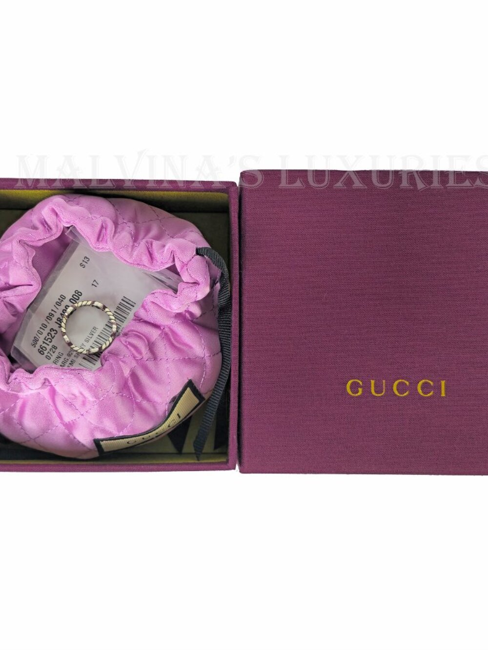 GUCCI RING STERLING SILVER GG LOGO MONOGRAM CHAIN BAND UNISEX sz 17 US 8 - Picture 14 of 16